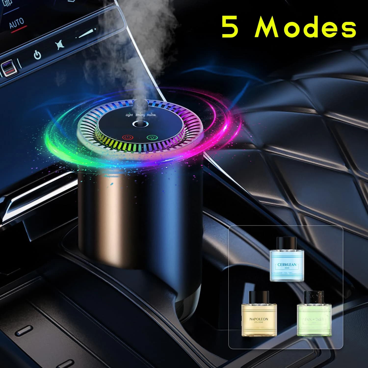 Intelligent Aroma Diffuser for Auto with Rechargeable Humidifier, Deodorant for Essential Oils, 3 Adjustable Levels, Lu