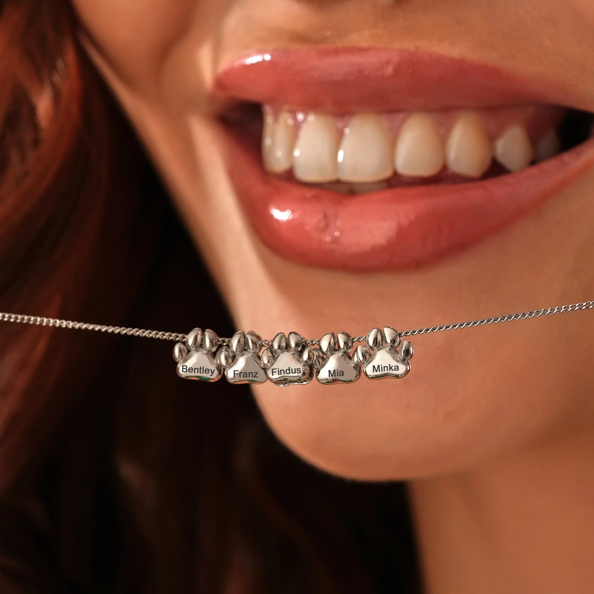 Necklace with Engraved Name Custom Gift 3D Dog Jewelry Cat's Foot Necklace with Printed Name Minimalist Gift for Women For Her