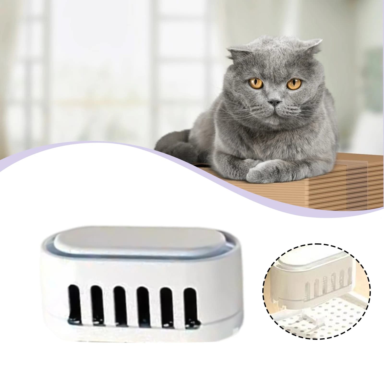 Deodorante per lettiera intelligente Eliminatore automatico di odori per animali domestici con tecnologia agli ioni negativi Filtro dell'aria ricaricabile per scatola per gatti