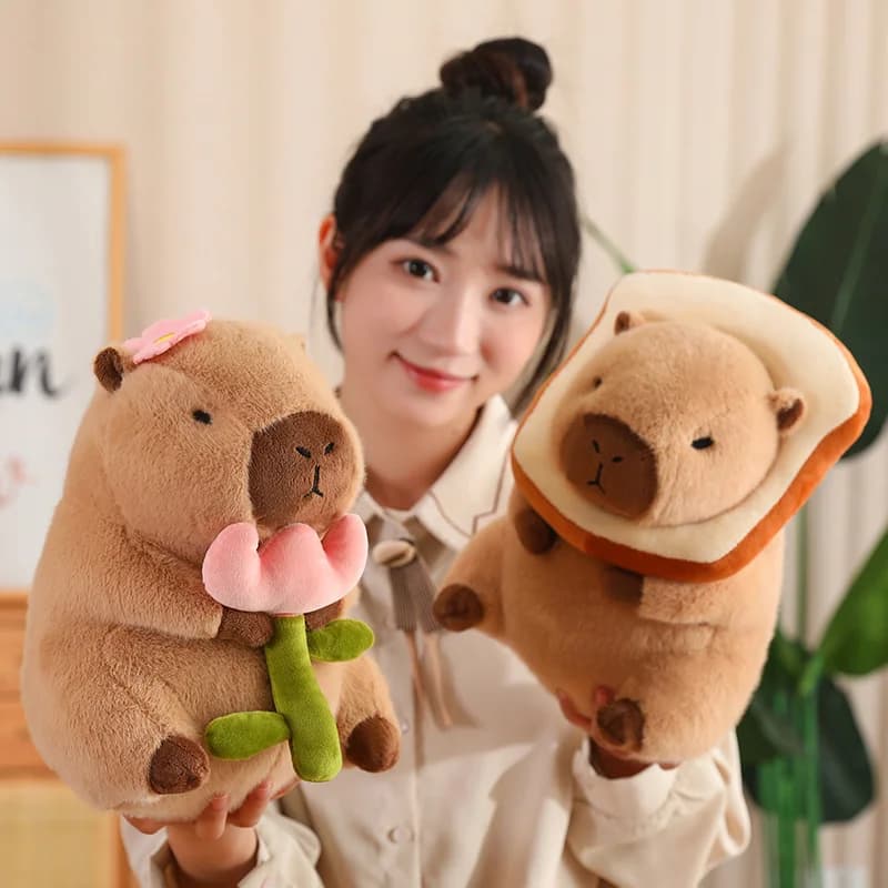 Simpatica bambola di peluche Capybara, peluche Capy Bara toast super morbido per regalo di compleanno per bambini, arredamento della camera