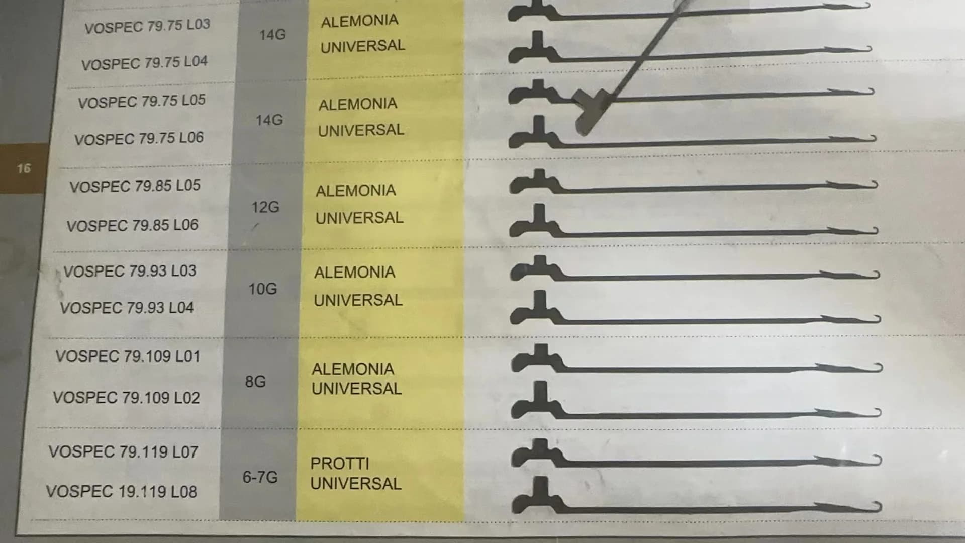 1000 aghi VOSPEC94.85-60 N08 TR (N04) 12G per macchine per maglieria piatte computerizzate