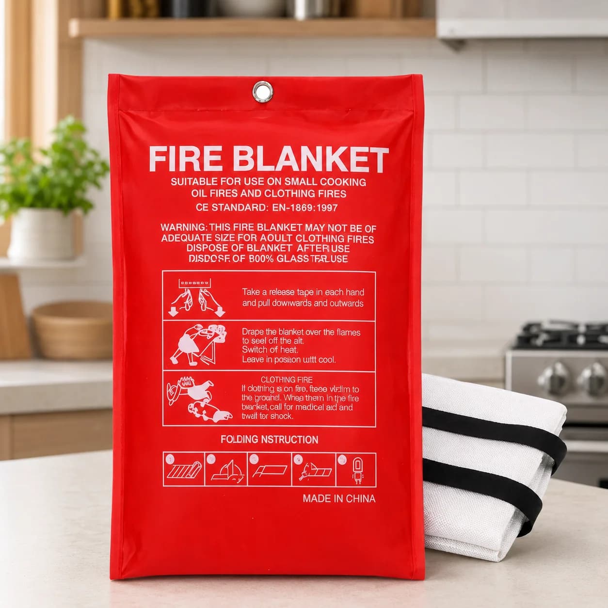 Fiberglass Emergency Fire Blanket Heat Resistant Fire Safety Suppression for Home Kitchen Grill RV Car Camping Fireplace Survival Use