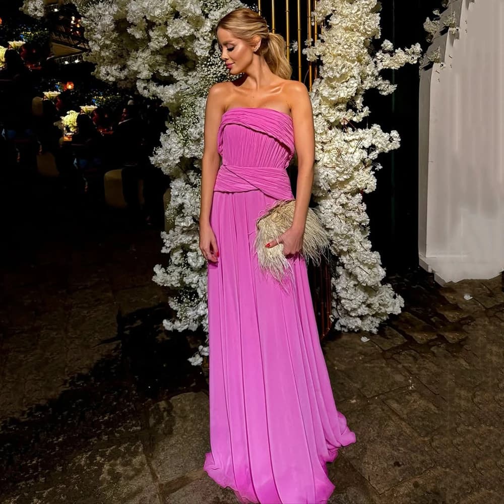 Abito da ballo Galarity personalizzato senza spalline 2026, abito da sera in chiffon plissettato, abito formale arricciato, abito da invitata a matrimonio, abito da festa