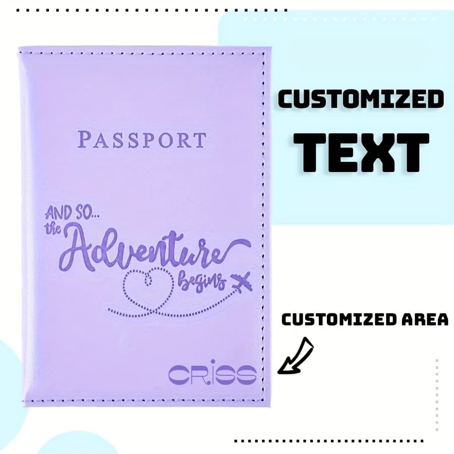 Custom Logo Map Letter Print Passport Holder Light Portable Ticket Pocket Stylish Business Travel Card Wallet Cover
