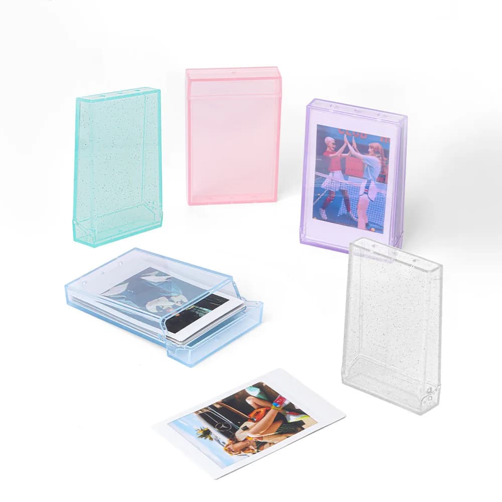 Polaroid Album fotografico da 3 pollici Portafoto Scatola portaoggetti trasparente per foto Custodia decorativa per cornice per foto da tavolo verticale istantanea