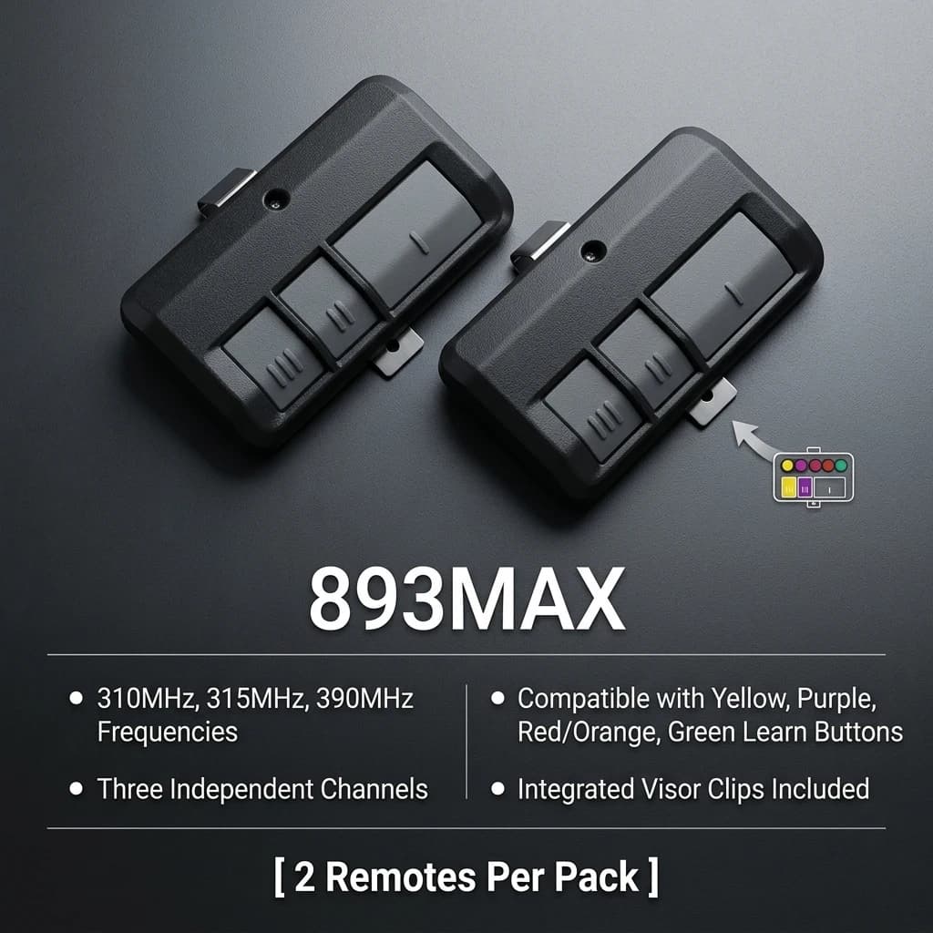 2X 893MAX Telecomando per apertura porta garage a 3 pulsanti per 891MAX 892MAX 890MAX 895MAX 891LM 892LM 893LM 310/315/390MHz Sicurezza+