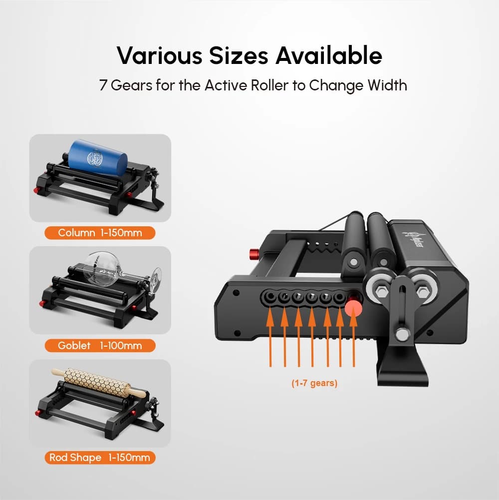 AlgoLaser Rullo Rotante per Incisione Laser Asse Y 360° - Vendita Calda ° Rullo Rotante per Modulo Incisore Laser Cilindrico da 4-150mm