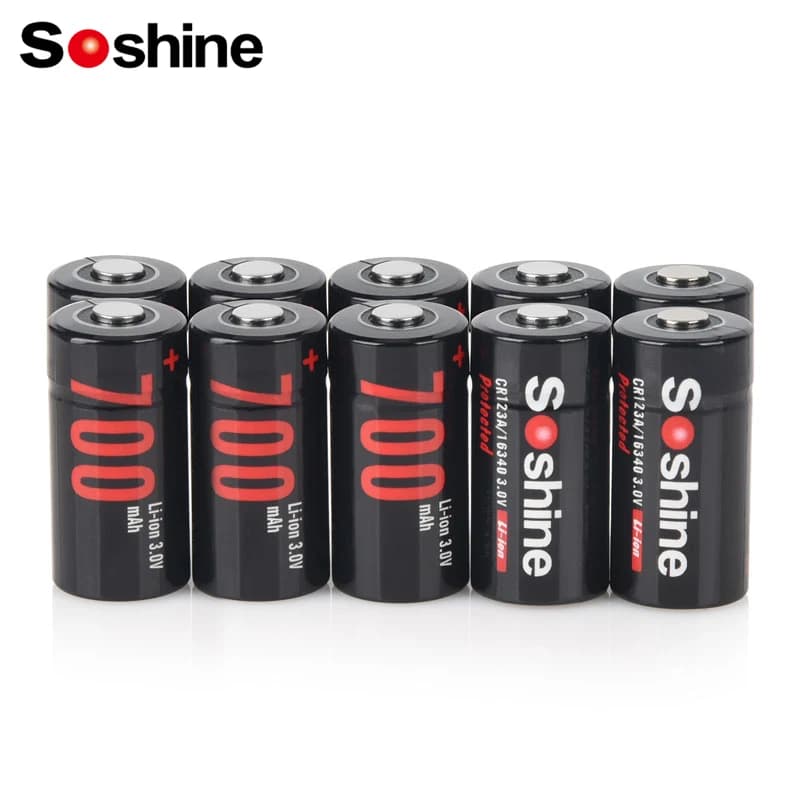 Batteria al litio Soshine 3V 700mAh batteria ricaricabile con batterie agli ioni di litio 16340 CR123 protette contatore del Gas allarme porta Wireless