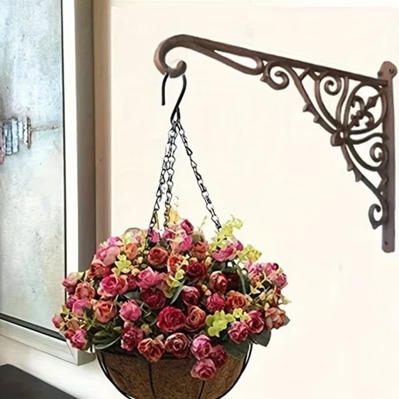 Gancio ad angolo retto in ghisa montata a parete Appendiabiti per piante da cortile Appendiabiti per decorazioni da parete per la casa Portachiavi da parete