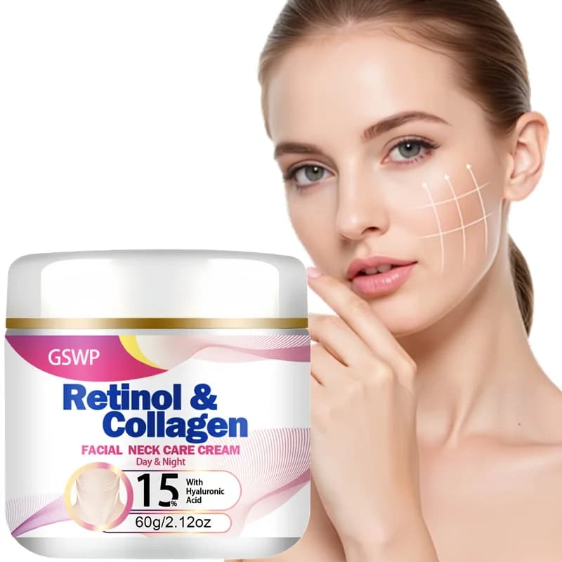 GSWP Crema Viso e Collo al Retinolo e Collagene, minimizza l'aspetto delle rughe su viso e collo, illumina. 60g/120g