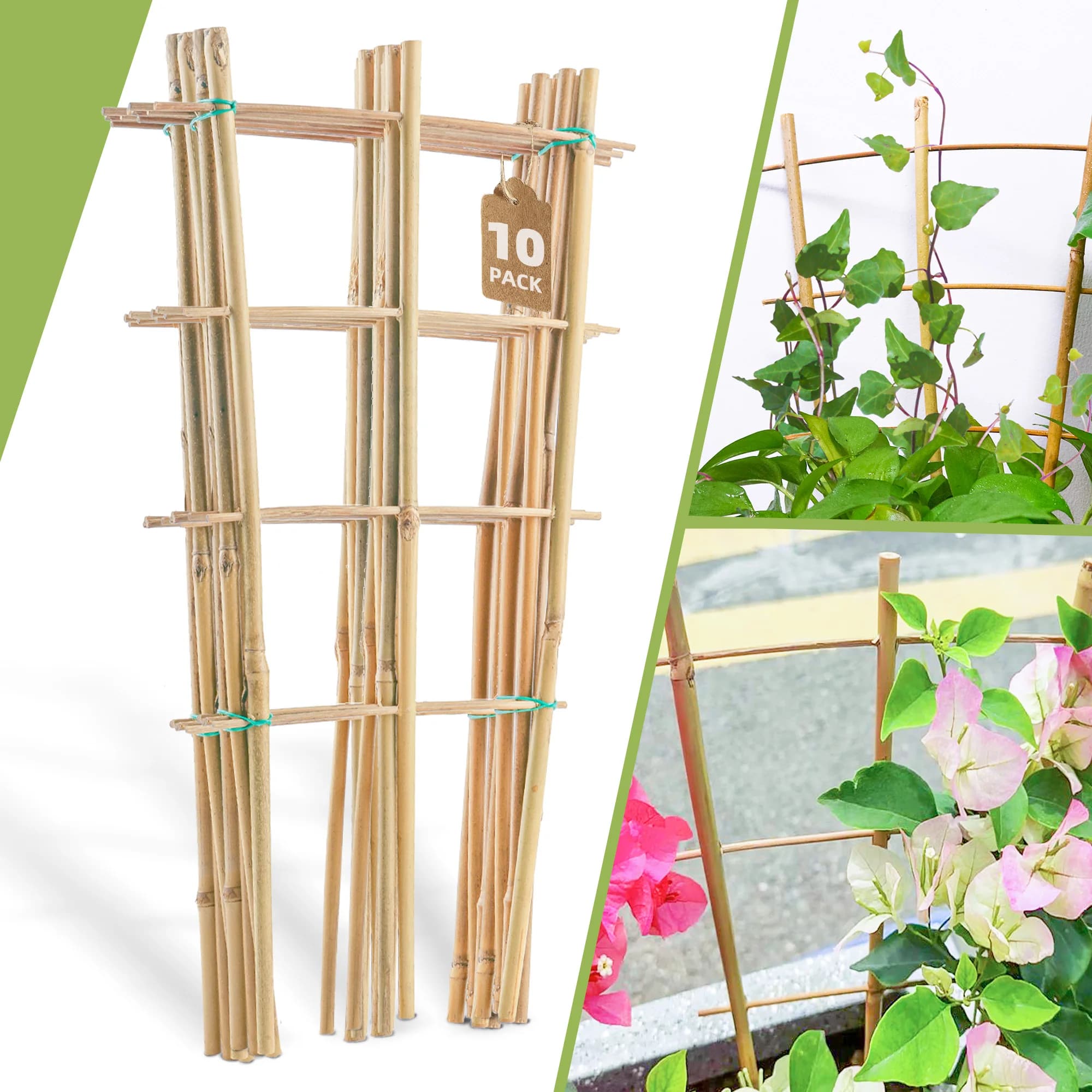 10 Pack Bamboo Trellis For Climbing Plants, Natural Garden Fan-shaped Plant Support Bracket, Suitable For Potted Plant D