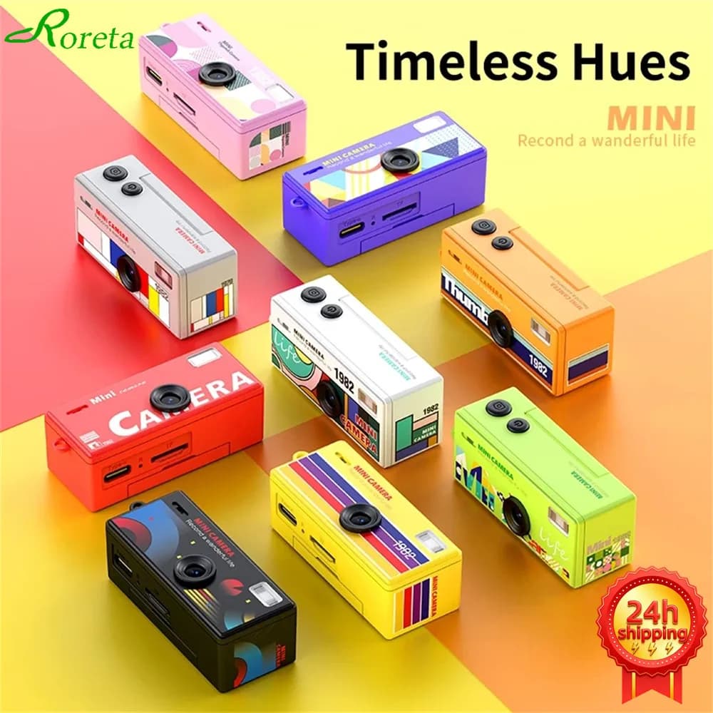 Roreta Digital Camera 180° Flip Screen Selfile Keychain Camera Retro Support Memory Card HD Very Small Camcorder Video Recorder