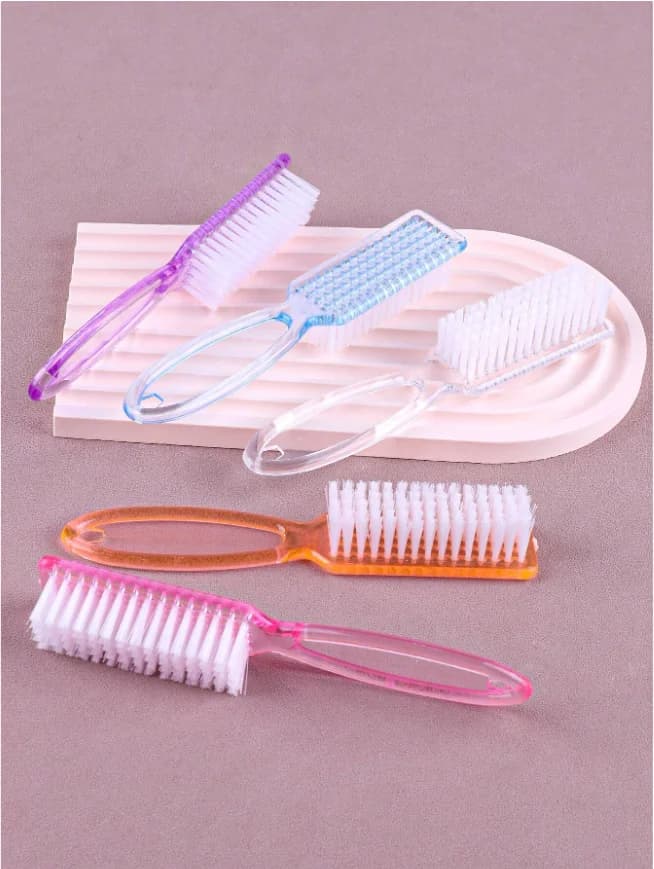 2 pezzi, spazzola per unghie a testa quadrata con manico lungo, spazzola per la pulizia della polvere delle unghie in plastica trasparente, spazzola per scarpe, spazzola per la pulizia della polvere delle unghie, spazzola per la pulizia delle unghie con setole morbide, strumento per nail art
