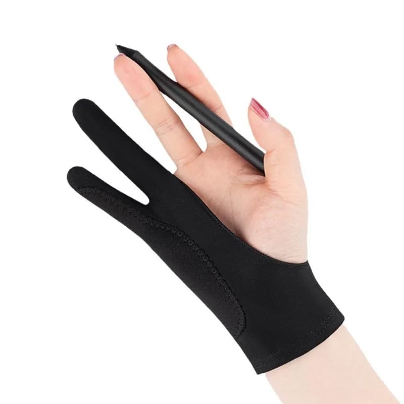 Guanti da disegno per studenti d'arte, guanti a due dita, per disegnare, resistenti alle macchie, assorbenti il sudore e antiurto per iPad/tablet