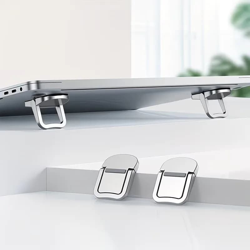 Supporto per laptop da 2 pezzi/set, supporto per tastiera e telefono, mini supporto invisibile per laptop portatile, pieghevole, materiale metallico resistente