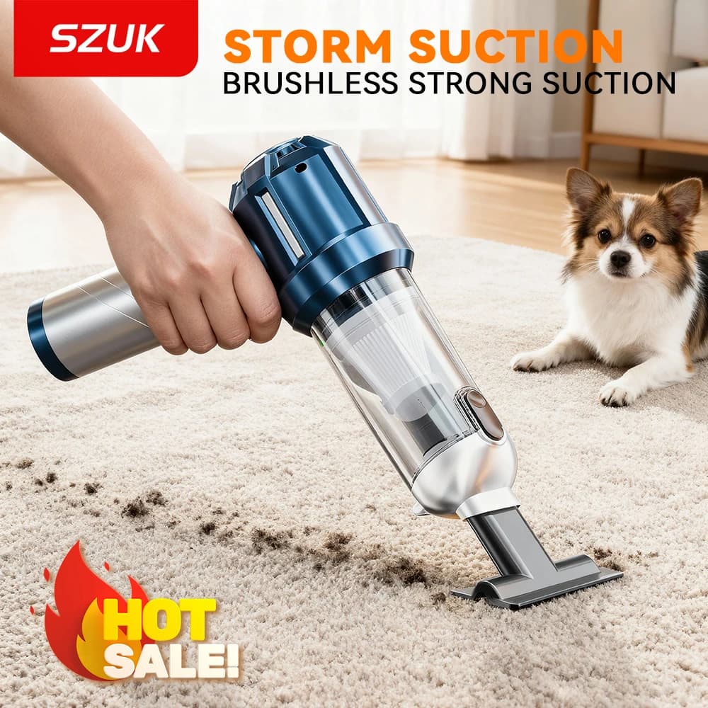 SZUK Nuovo aspirapolvere per auto ad alta pressione Forte aspirazione per auto Pulitore wireless Aspirapolvere portatile portatile Macchina per la pulizia