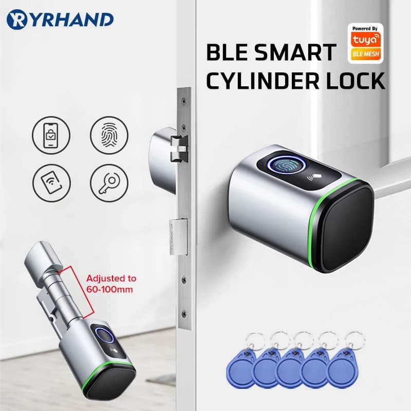 Euro Tuya Smart Fingerprint serratura elettronica con cilindro Tuya BLE Smart Euro lock lock fechadura APP sblocco chiave telecomando