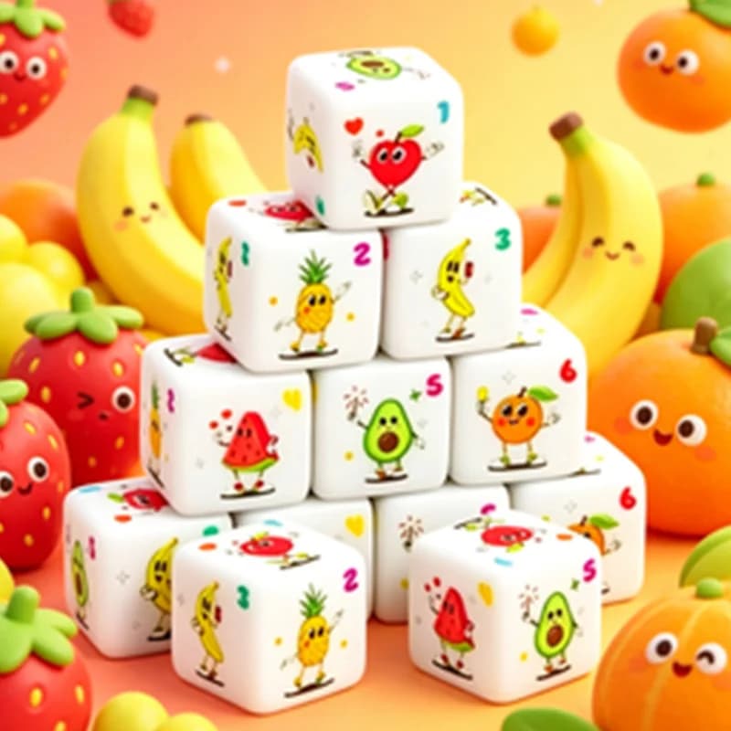 Set di Dadi D6 Fruit, Adatti per Giochi da Tavolo, Scacchi, Giochi di Ruolo, Dungeons & Dragons e Altro