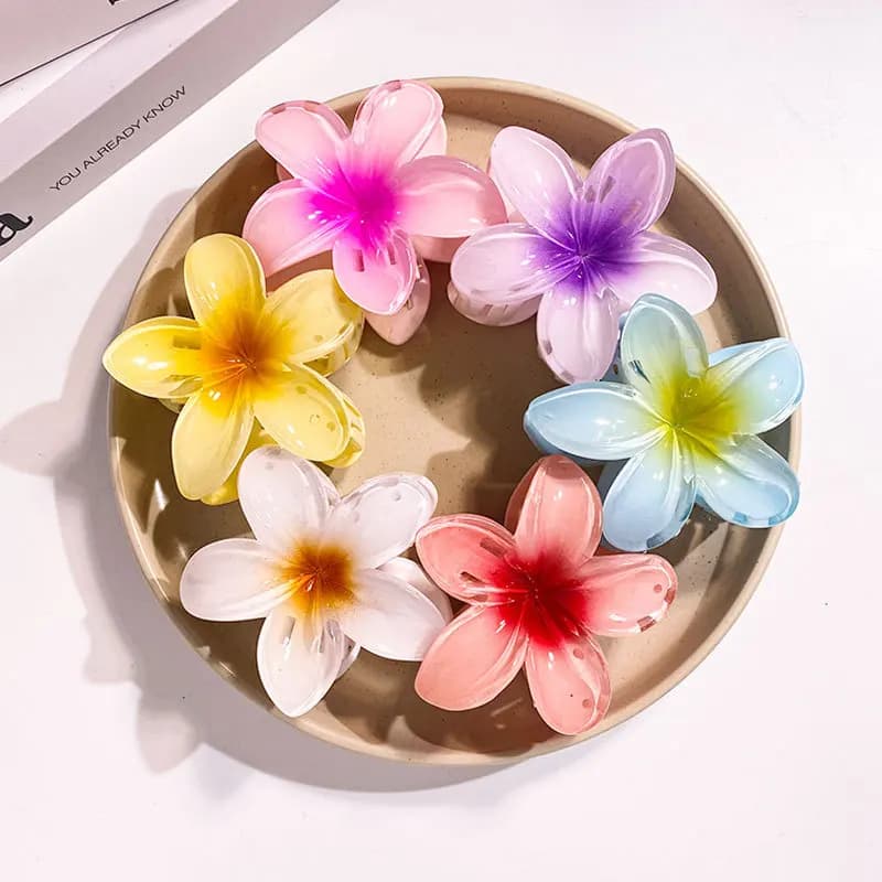 1/6PCS 8CM Women Flower Hair Clips Bohemia Egg Flower Shark Clip Barrettes Fashion Hair Clips Wholesale