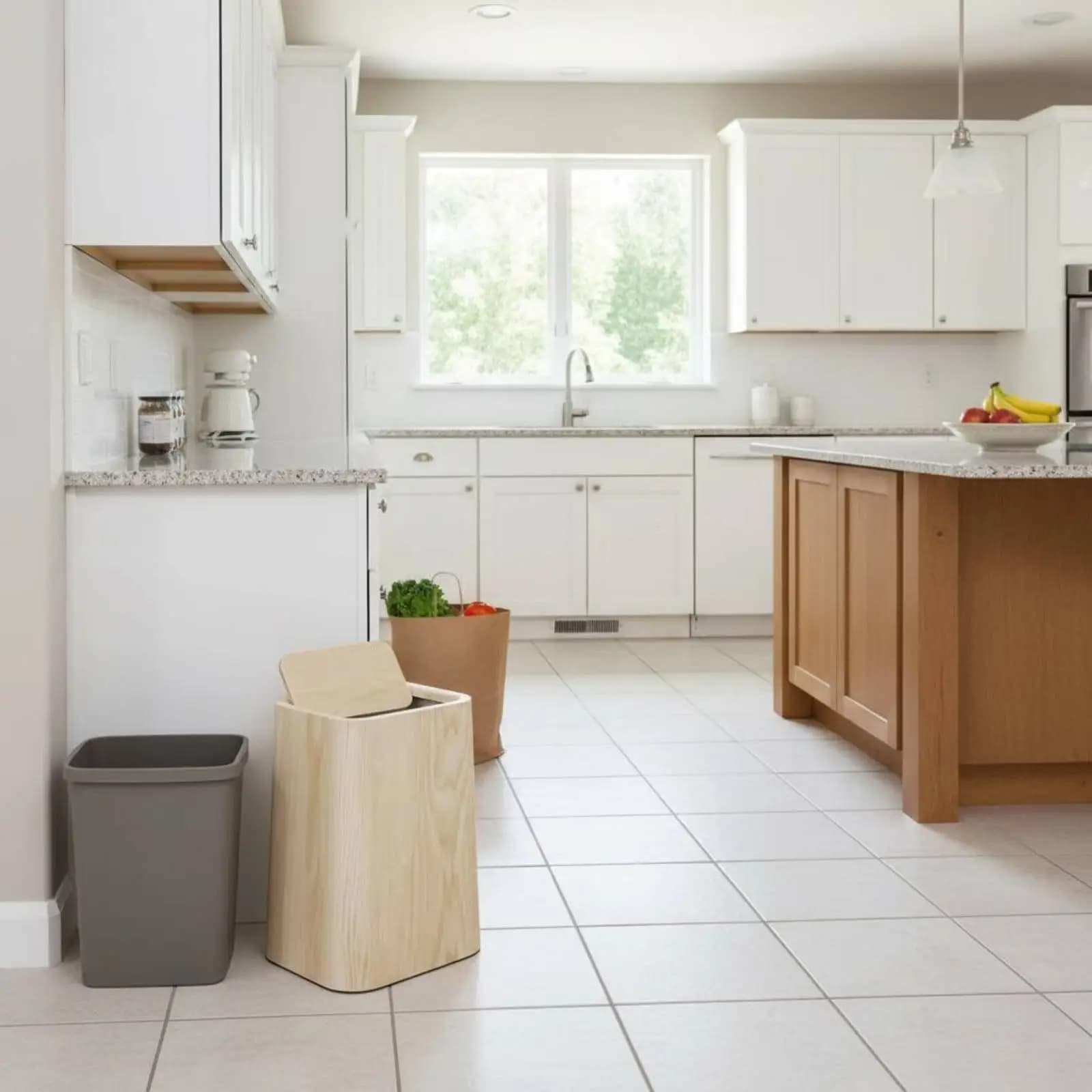 Modern Grain Faux Wood Trash Can Easy to Clean Office Waste Bin for Living Room Bedroom Washroom
