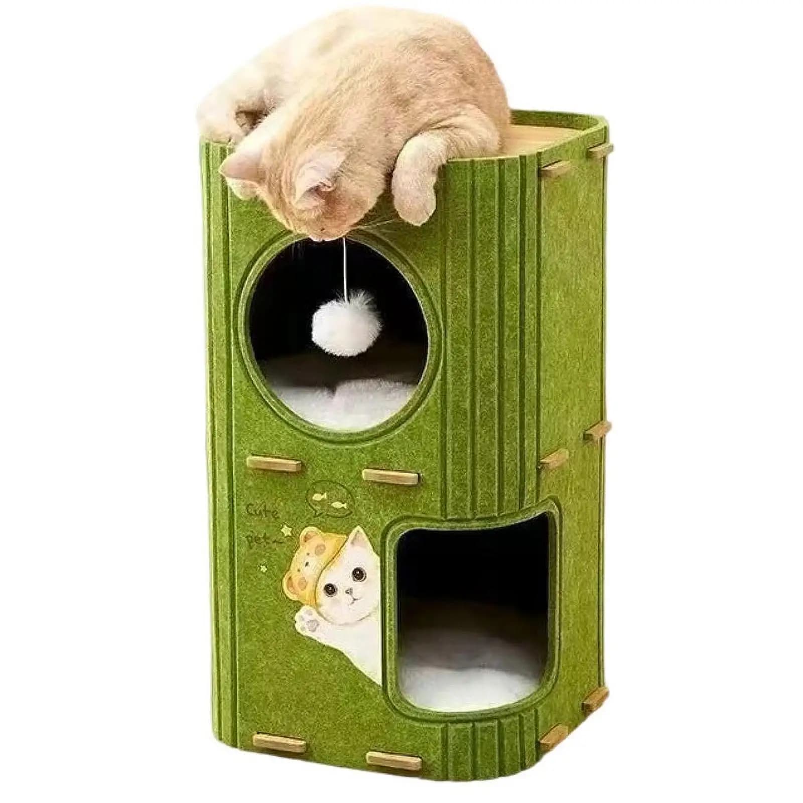 2-3 livelli Casetta per gatti Capanna chiusa Arrampicata per gatti Albero Tiragraffi per gattini con palla sospesa Giocattolo per gatti che dormono Riposo Giocare