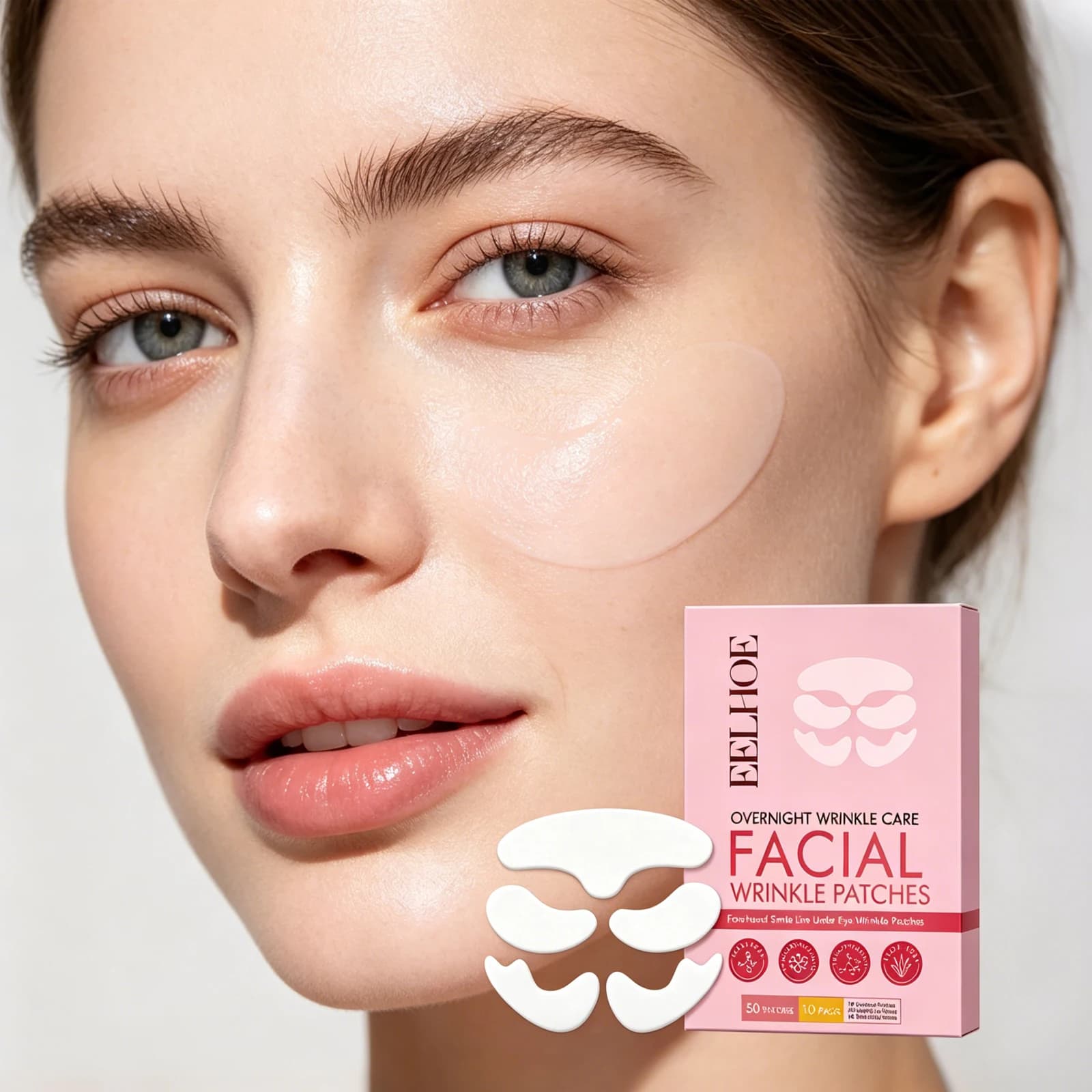 EELHOE 50pcs Collagen Care Patch Gentle Nourishing Facial Skin Patch Moisturizing Care For Supple And Smooth Skin Daily Use Lightweight