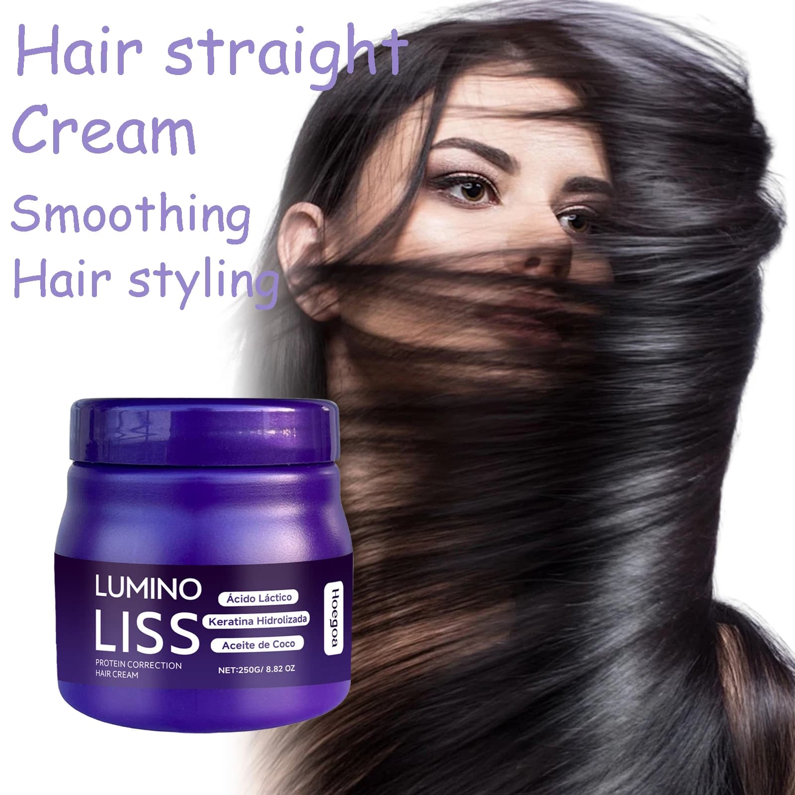 Hair Smoothing Cream with Protein 250g, Nutritional Daily Treatment, Softening, Hydrating and Long Life Modeling