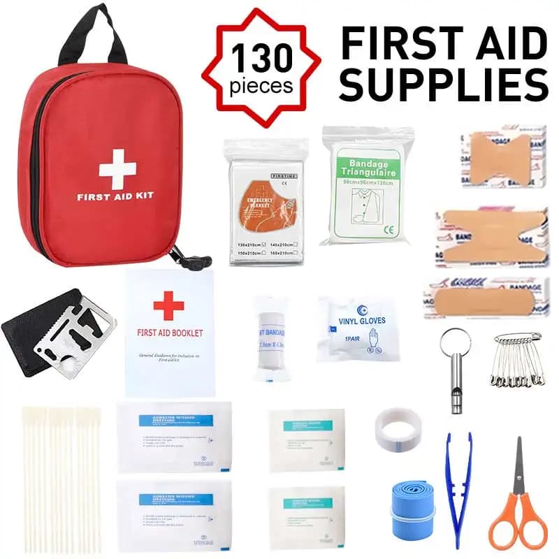 Kit di pronto soccorso per escursionismo, zaino in spalla, campeggio, viaggi, auto e ciclismo. Pronto per tutte le avventure all'aria aperta