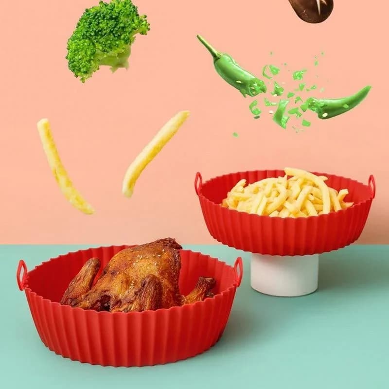Vassoio in silicone per friggitrice ad aria, contenitore riutilizzabile, accessori, stampo da forno, protezione per pentole, gadget da cucina