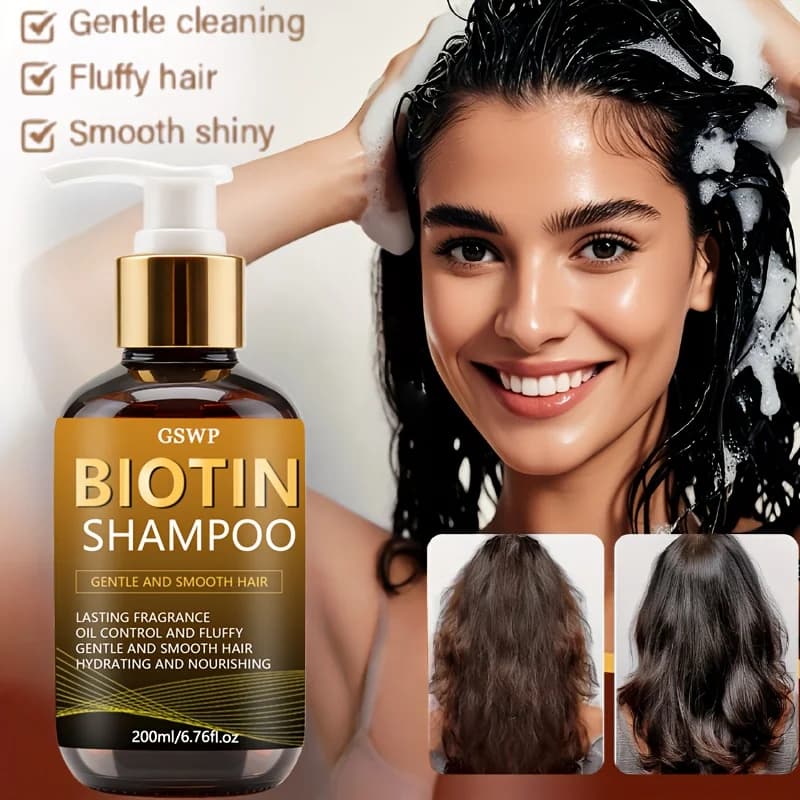 GSWP Biotin Shampoo Smooth and silky, long-lasting oil control, fresh and voluminous, delicate detergent, nutritious care. 200g/400g