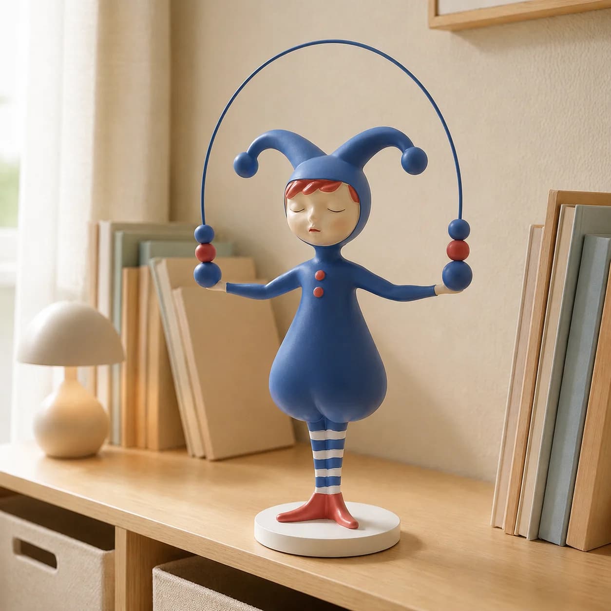 Modern Artistic Girl Sculpture, Creative Resin Figurine with Jump Rope Design, Minimalist Home Decor Accent for Shelf Desk Displ