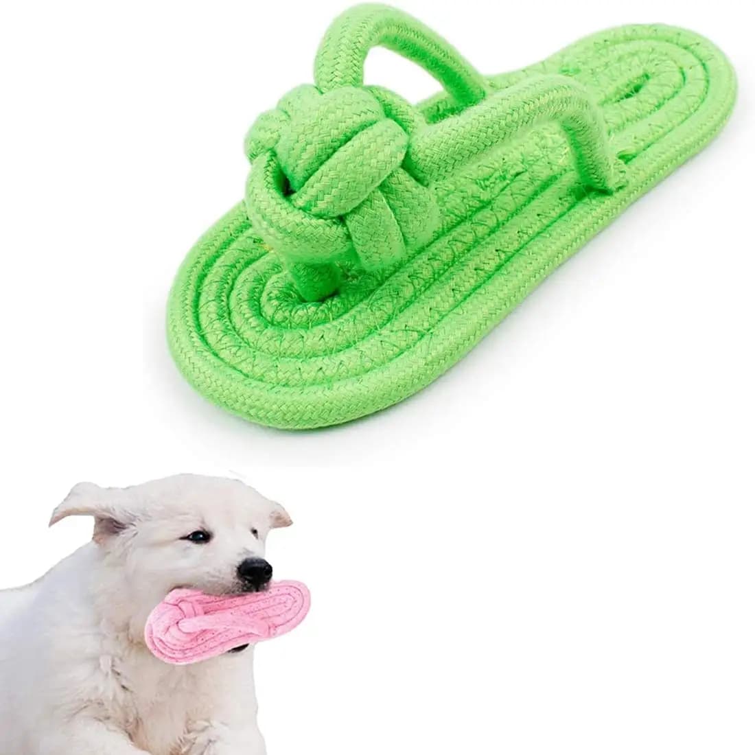 Masticare il cane Divertenti infradito Esca Scarpe giocattolo Corda di cotone naturale Pantofola Interattiva Animale domestico Masticare Cucciolo Cane che cammina Pulizia dei denti