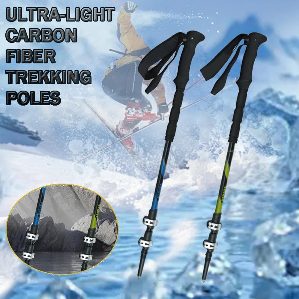 Ultra-light carbon fiber trekking poles Adjustable hiking Skiing Mountain climbing equipment Three-section outer block
