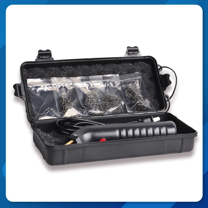Kit saldatrice per plastica – Pistola per riparazione crepe per paraurti automobilistico con cucitrice a caldo e saldatore (utensile da garage)
