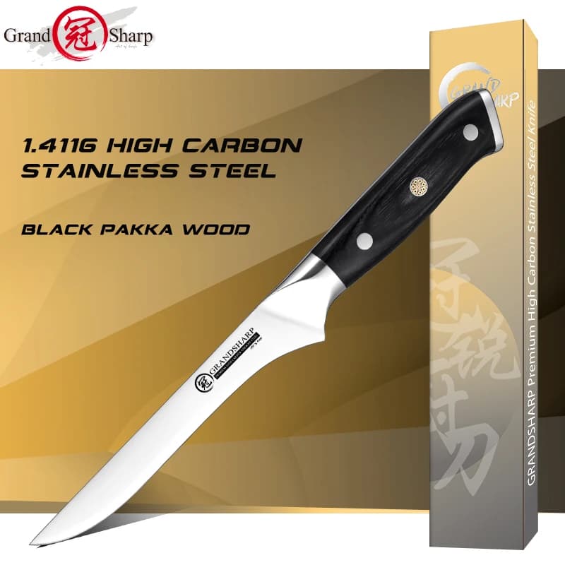 German boneless knife 1.4116 stainless steel Full Tang handle black Chef kitchen butcher cooking tools for filler