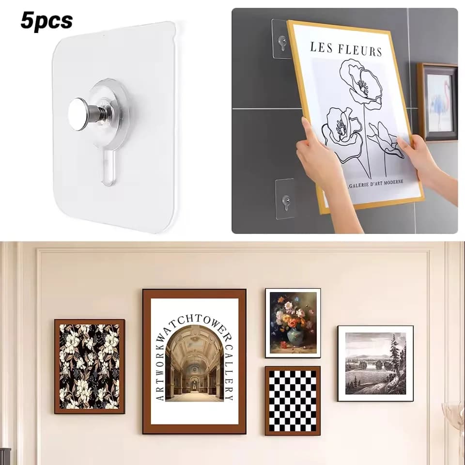 20pcs Self adhesive Punch Free Wall Hook for Hanging Pictures and Frames for Home Decor Organization Hardware accessories
