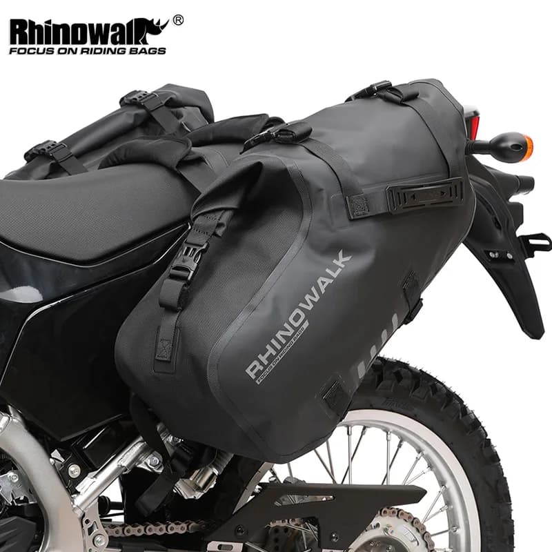 Rhinowalk 2 Pezzi Borse Laterali per Moto 18L/28L/48L, Borse Impermeabili Universali per Bagagli da Moto, Borse da Viaggio