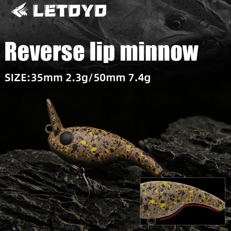 LETOYO 2.3g 7.4g Reverse Lip Minnow Micro Minnow Lure Mini Crankbait Affondamento lento Esca dura artificiale Trota Bass Fishing Lure