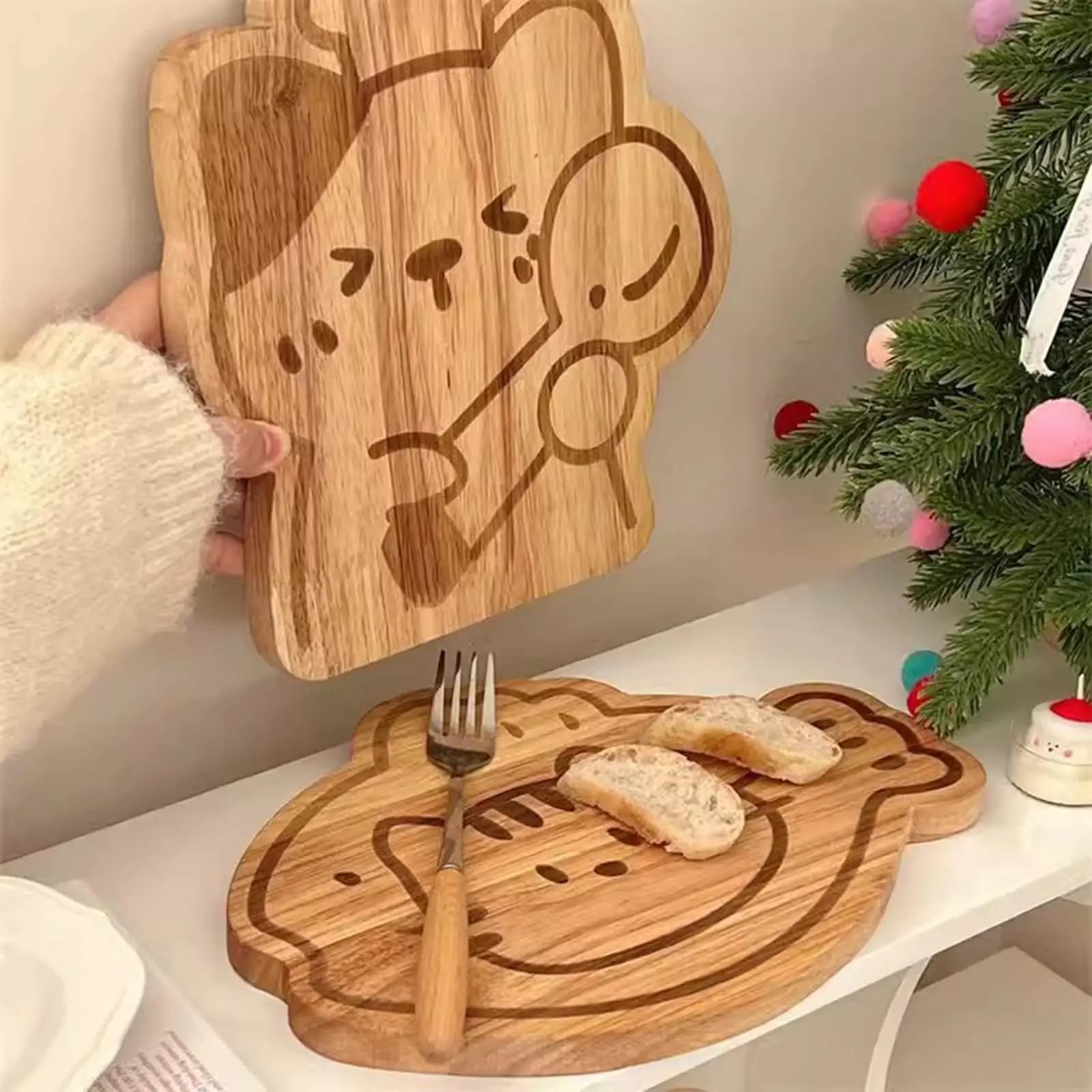 Wooden cutters Kitchen cutter for food preparation Meat cutter Pizza Fruit Bread
