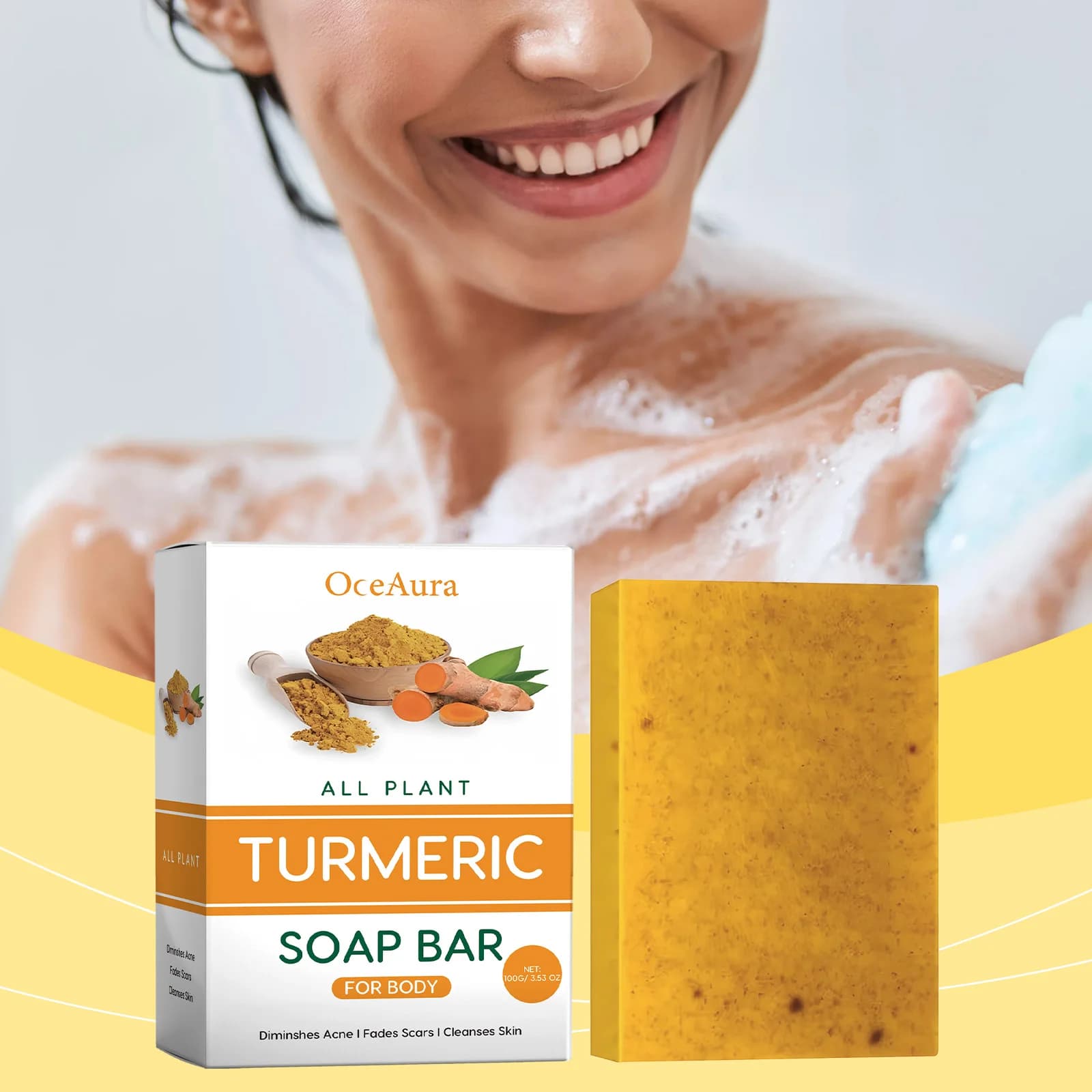 Lemon Turmeric Kojic Acid Soap Dark Spot Treatment Even Skin Tone Oil Control Revitalize Glowing Freshing Cleanse Bath Skin Soap