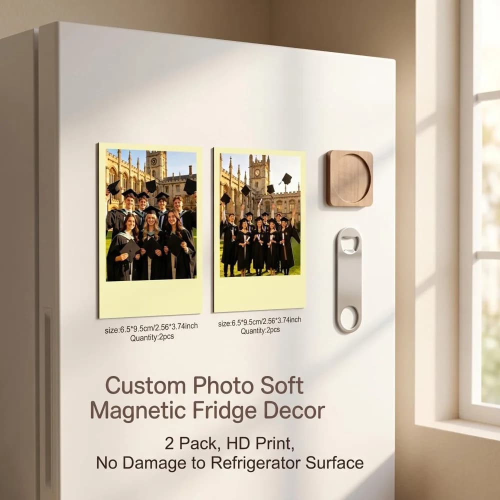 2Pcs Polaroid Soft Frame Custom Photo Fridge Magnets Multi-Layer Decor Engagement Anniversary Pet Picture Keepsake Gift