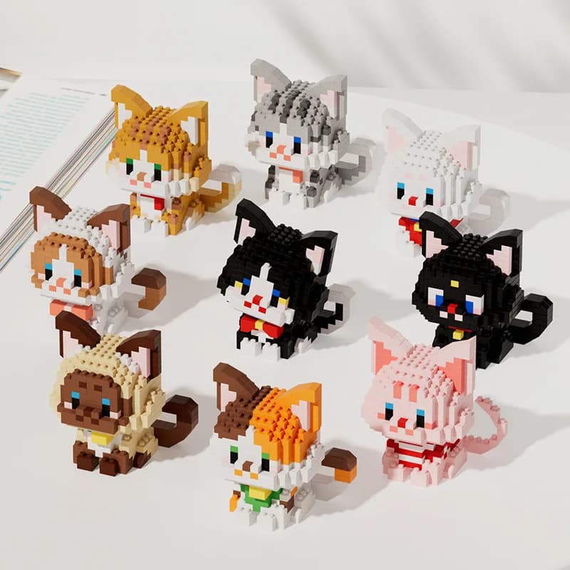 Nuovo arrivo Kawaii Pet Cat Series Mmodel Piccole particelle Building Blocks Assemblaggio educativo Ornamenti Giocattoli di compleanno per bambini