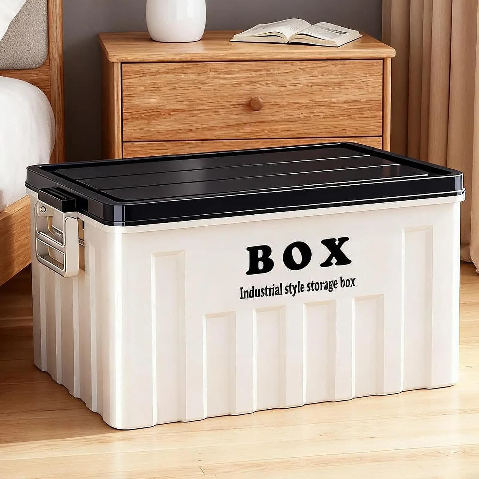 Contenitore portaoggetti impilabile con coperchio, con manici, scatola portaoggetti per snack, organizzare lo zaino in spalla, viaggi 34x25x19,5 cm