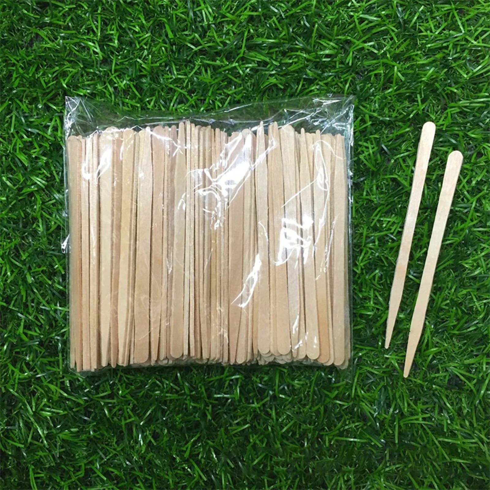 Mini 100x Spatole per cera per legno Applicatore per ceretta Bastoni Testa sottile Cera per fagioli Bastoncini per cera per sopracciglia Piccolo applicatore di cera 100 Pezzi