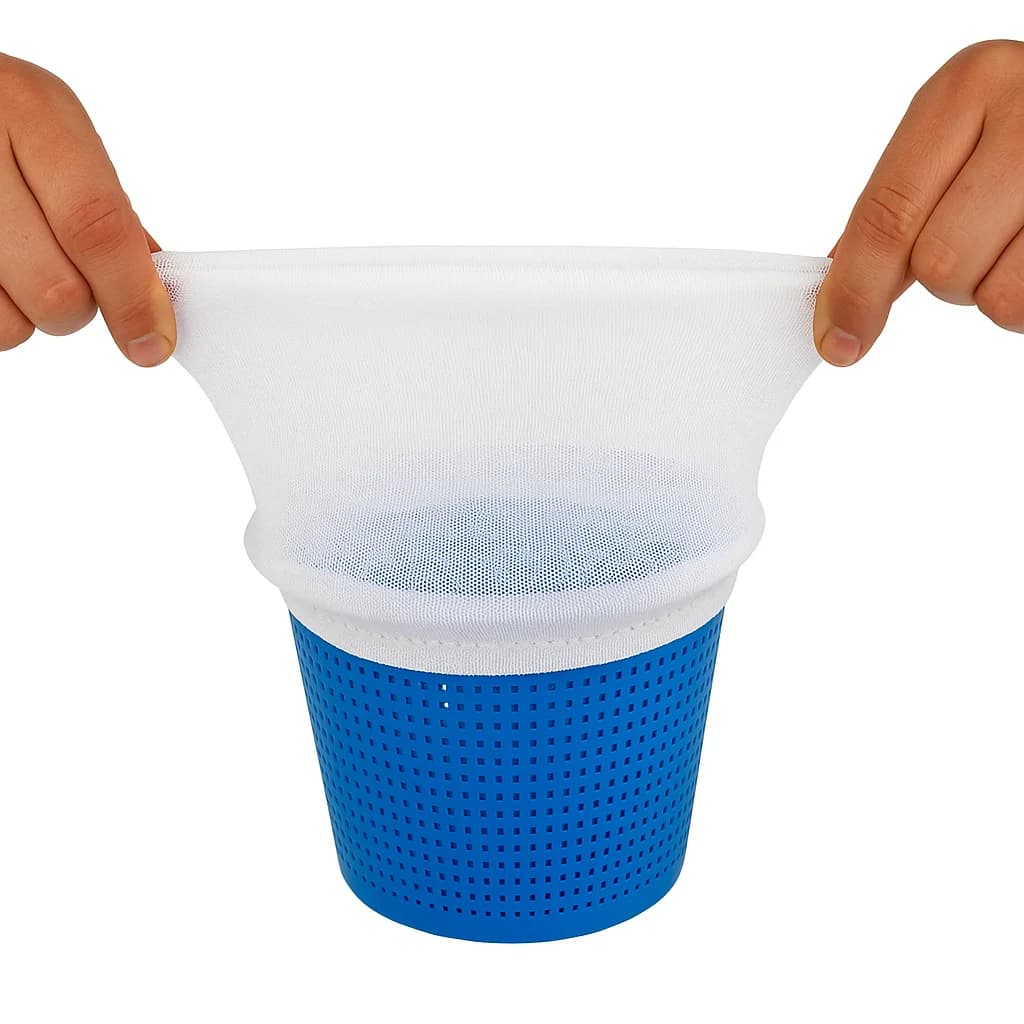 Confezione da 10 calzini per skimmer per piscina, rete di nylon resistente per piscine fuori terra, prevengono il intasamento dei detriti