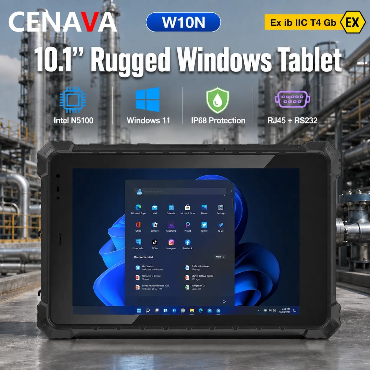 CENAVA W10N Dustrial Tablet Ip68 Handheld Outdoor Touch Screen Industrial Win 11 Rugged Shockproof Waterproof Tablet