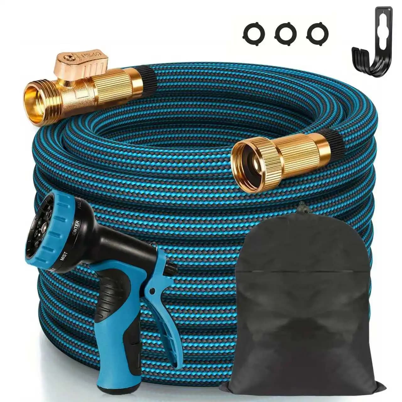 100-foot garden hog 10 function flexible design leak proof uncoated for outdoor garden, courtyard, car, pet washing