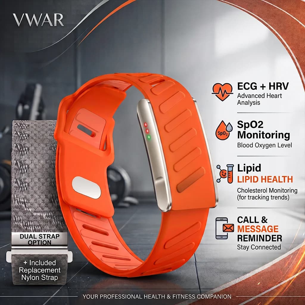 VWAR MG ECG+HRV Sport Fitness Tracker Blood Pressure Oxygen Uric Acid Blood Lipid Tracker Waterproof Smart Band For Men Women
