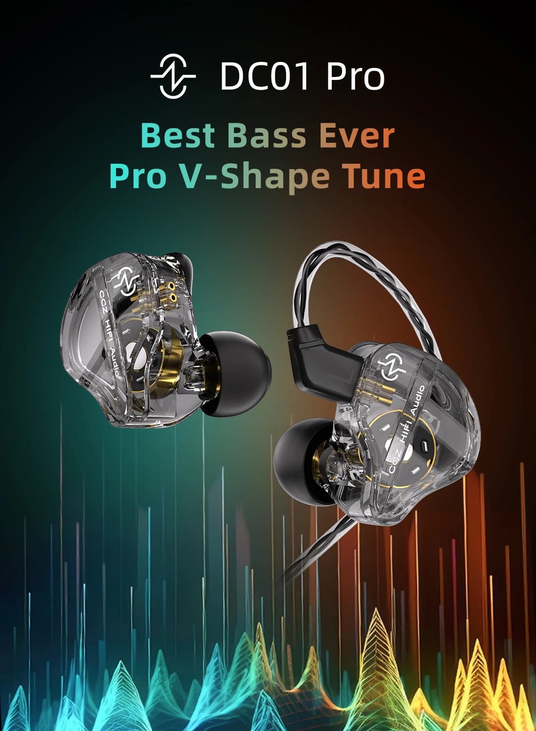 CCZ DC01 PRO Best Bass Ever Audibles with 4N OFC Detachable IEM In Ear Monitor Headphones Wired gaming heads with noise cancellation