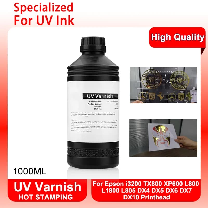 Stampaggio a caldo Vernice UV 1000ML Per Epson i3200 TX800 XP600 L800 L1800 L805 DX4 DX5 DX6 DX7 DX10 Testina di stampa UV DTF Stampa Gloss
